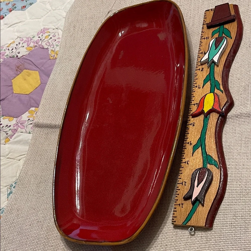 Crate&Barrel Red Platter or Candle Plate